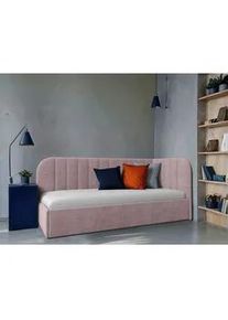 Mid.you Polsterbett , Rosa , Holz, Holzwerkstoff , 90x200 cm , gepolstertes Kopfteil, Stoffauswahl,verstellbar , Schlafzimmer, Betten, Polsterbetten