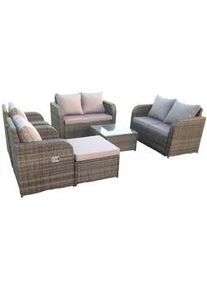 Fimous Loungesofa Polyrattan 7-Sitzer , Metall, Kunststoff, Glas , Füllung: Schaumstoff,Schaumstoff , quadratisch , Gartenmöbel, Gartengarnituren, Gartenmöbel-Sets