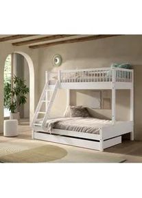 Vipack Etagenbett , Weiß , Holz , Buche , massiv , Höhe ca. 26 cm , seitenverkehrt montierbar , 90x140 cm , Babymöbel & Kindermöbel, Kinderzimmer & Jugendzimmer, Stockbetten