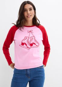 Topp med raglan&auml;rmar i ekologisk bomull - rosa - storlek 44/46 (L) - bonprix