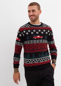 Finstickad tr&ouml;ja med julmotiv - svart - storlek 64/66 (3XL) - bonprix