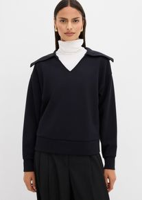 Sweatshirt med gener&ouml;s krage av viskosmix - svart - storlek 40/42 (M) - bonprix