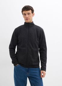 Jacka av stickad fleece med praktiska dragkedjefickor - gr&aring; - storlek 52/54 (L) - bonprix