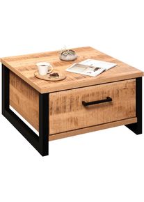 Home Affaire , Couchtisch »Elda« 1 Stk. tlg. Couchtisch mit 2 Vollauszug Schubladen – (B/T/H) 80/80/45 cm , Mango/Schwarz + schwarz + Mango