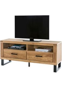 Home Affaire , Lowboard 1 Stk. tlg. Industriestil, Teilmassiv Eiche, schwarze Elemente, Modern , braun