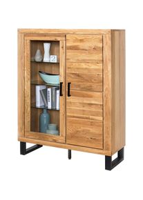 Home Affaire , Sideboard 1 Stk. tlg. Industriestil, Teilmassiv Eiche, schwarze Elemente, Modern , braun