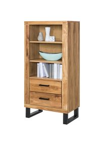 Home Affaire , Vitrine Metallfüße im Industrie-Design, Eiche Teilmassiv, viel Stauraum , braun