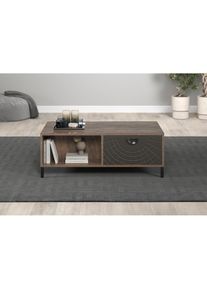 Inosign , Couchtisch »Fusion« 1 Stk. tlg. Couchtisch mit 2 Schubladen & 2 offenen Fächern - (B/T/H) 110/60/37 cm , Rostoptik/Perlbronze + schwarz +...