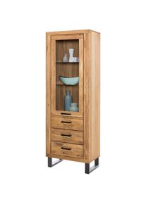 Home Affaire , Vitrine Metallfüße im Industrie-Design, Eiche Teilmassiv, viel Stauraum , braun