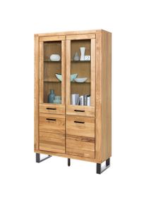 Home Affaire , Stauraumvitrine Metallfüße im Industrie-Design, Eiche Teilmassiv, viel Stauraum , braun