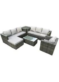 Fimous Gartenmöbelset mit Hockern 8-Sitzer , Dunkelgrau , Metall , Gartenmöbel, Gartengarnituren, Gartenmöbel-Sets