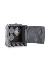 Waldbeck Timer Rock, záhradná zásuvka, 2-itý rozdeľovač, 5 m, spínacie hodiny, skala, tmavosivá