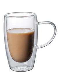 Bdt Doppelwandige Thermoglastasse Tasse, Borosilikatglas, 450 ml, spülmaschinengeeignet, Tasse, Transparent