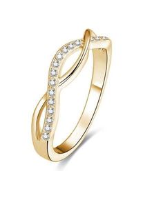 Beneto, Ring, Gold-plated silver ring with AGG192 crystals - Circuit: 60 mm (L), (60, 925 Silber)