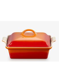 Le Creuset Stoneware disw squared Trad. 23 Orange with lid, Auflaufform, Orange