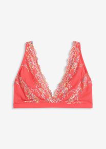 bonprix Femei Sutien bralette fără armătură cu dantelă colorată, roz, 75