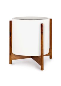 NA Gendt + Zeist, sada kvetináča s stojanom, veľkosti XL, vláknitý kameň, akáciové drevo