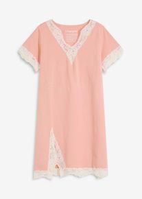 bonprix Krótka koszula nocna z delikatną koronką, różowy, 52/54