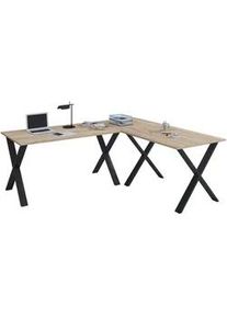 Mid.you Eckschreibtisch , Schwarz, Sonoma Eiche , Holzwerkstoff , rechteckig , X-Form , 130x76x190 cm , in verschiedenen Holz-Dekoren erhältlich , Büromöbel, Schreibtische, Eckschreibtische