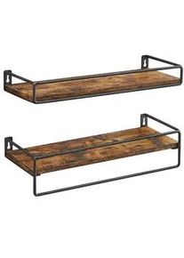 Mid.you Wandregalset , Schwarz, Dunkelbraun , Metall, Holzwerkstoff , 40x5x15.5 cm , hängend , Kleinmöbel