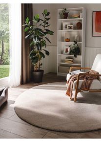 benuta Nest Tapis shaggy lavable Melvin Beige diamètre 150 cm rond