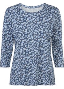 Damer Topp med rund hals och blomtryck r&ouml;kbl&aring;-blekbl&aring;-med tryck Gr&ouml;&szlig;e 52