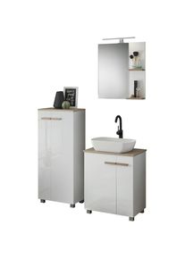 Places of Style, Badm&ouml;bel-Set &raquo;SOLiD, Badm&ouml;bel-Set, Bad im modernen Design, 3-teiliges Badezimmer&laquo; Set, 3 Stk. tlg., Wei&szlig;, B/H/T: 130 cm cm x 200 cm 