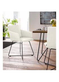 W.Schillig, Armlehnstuhl &raquo;jakob&laquo; () mit Drahtrohrgestell in Bronze pulverbeschichtet, wei&szlig; Z59 + Anthrazit pulverbeschichtet, Chenillegewebe V34 (52% 