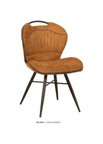 OMG Design, Esszimmerstuhl &raquo;Splash&laquo; (Set) 2 Stk.Esszimmerstuhl, pflegeleichter Bezug, mit Handgriff, Cognac + Schwarz, Polyester, B/H/T: 54 cm x 87 cm