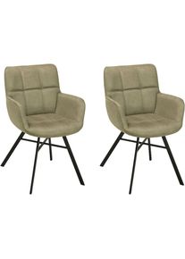 OMG Design, Armlehnstuhl &raquo;Marcon&laquo; (Set) 2 Stk.Esszimmerstuhl, pflegeleichter Bezug, Thyme + Schwarz, Stoff, B/H/T: 59 cm x 86 cm x 65 cm, Thyme + 