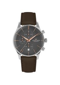 Jacques Lemans, Damen, Chronograph &raquo;London&laquo; Quarzuhr, Armbanduhr, Herrenuhr, Lederarmband, Stoppfunktion, Datum, dunkelbraun-grau, dunkelbraun-grau, 