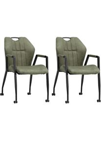 OMG Design, Armlehnstuhl &raquo;Point&laquo; (Set) 2 Stk.Esszimmerstuhl mit Rollen, B&uuml;rostuhl, Moss + Schwarz, Stoff, B/H/T: 55 cm x 90 cm x 63 cm, Moss + Schwarz