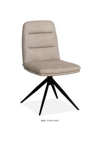 OMG Design, Esszimmerstuhl &raquo;Giza&laquo; (Set) 2 Stk.Drehstuhl mit auto-return, pflegeleichter Bezug, Sand + Schwarz, Polyester, B/H/T: 48 cm x 88 cm x 63 cm