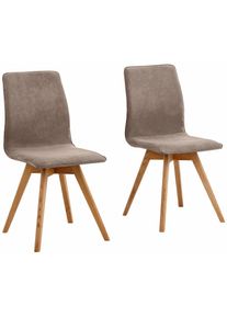 Andas, Esszimmerstuhl &raquo;Rania&laquo; (Set) 4 Stk.Eiche, 2er/4er/6er-Set, K&uuml;chenstuhl, taupe + eichefarben, Luxus-Microfaser in Lederoptik (100% Polyester);