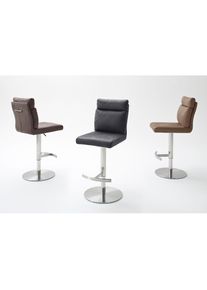 MCA furniture, Bistrostuhl &raquo;RABEA Barstuhl mit Griff&laquo; () Bodenplatte rund, 360&deg; drehbar, Sitzh&ouml;he einstellbar von 53-78 cm, schwarz + Edelstahl 