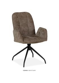 OMG Design, Esszimmerstuhl &raquo;Cooper&laquo; (Set) 2 Stk.Drehstuhl mit auto-return, Armlehnenstuhl, Taupe + Schwarz, Polyester, B/H/T: 58 cm x 92 cm x 63 cm, 