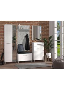 Inosign, Unisex, Garderoben-Set &raquo;Como&laquo; Komplett-Set, wei&szlig;/Betonoptik, wei&szlig;/Betonoptik, Gesamtma&szlig;e (B/H/T): 190,5/35/195 cm