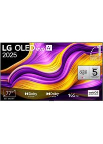 LG, OLED-Fernseher &raquo;OLED77G57LW&laquo; 195 cm/77 &prime;&prime; Smart-TV, silber/schwarz, ALLM, QMS, QFT), 3x USB 2.0, LAN, Wi-Fi 6, Bluetooth v 5.3; NVIDIA G-SYNC, AMD