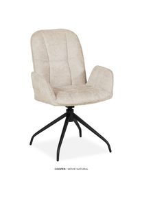 OMG Design, Esszimmerstuhl &raquo;Cooper&laquo; (Set) 2 Stk.Drehstuhl mit auto-return, Armlehnenstuhl, Natural + Schwarz, Polyester, B/H/T: 58 cm x 92 cm x 63 cm,