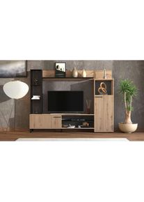 Inosign , Wohnwand »Retimno, inkl. Highboard, TV-Board, Standregal und Wandregal« Komplett-Set, 4 Stk. tlg. , Artisan Eiche Stripes