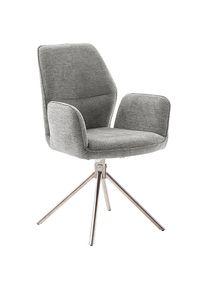 MCA furniture , Esszimmerstuhl &raquo;GREYTON&laquo; () (2er-Set), drehbar 180&deg;, Belastbarkeit 120 kg, Sitzh&ouml;he ca. 50 cm , grau + Edelstahl geb&uuml;rstet