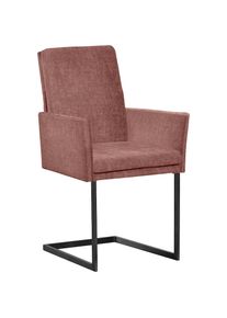 K+w Komfort & Wohnen K+W Komfort & Wohnen , Armlehnstuhl () stabiles Hochkantrohr, Untergestell in Edelstahloptik oder schwarz , oldrose 90 + Schwarz