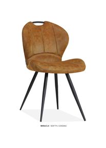 OMG Design, Esszimmerstuhl &raquo;Miracle&laquo; (Set) 2 Stk.Esszimmerstuhl, pflegeleichter Bezug, Cognac + Schwarz, Polyester, B/H/T: 54 cm x 88 cm x 63,5 cm, 