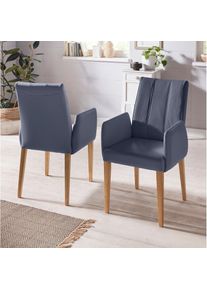 Inosign, Armlehnstuhl () (1 St&uuml;ck) R&uuml;ckenlehne mit Steppung, cobalt + natur, Leder, B/H/T: 55 cm x 91 cm x 63 cm, cobalt + natur