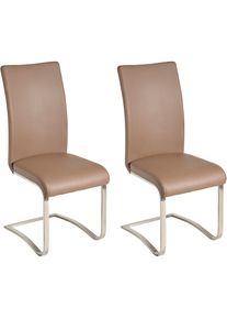 MCA furniture, Freischwinger &raquo;Arco&laquo; (Set) 2 Stk.2er-, 4er-, 6er-Set, Stuhl belastbar bis 130 Kg, cappuccino + Edelstahl geb&uuml;rstet, Kunstleder, B/H/T: 