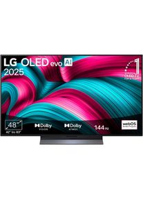 LG, OLED-Fernseher &raquo;OLED48C5ELB&laquo; 121 cm/48 &prime;&prime; Smart-TV, grau/schwarz, ALLM, QMS), 3x USB 2.0, LAN, Wi-Fi 6, Bluetooth v 5.3; NVIDIA G-SYNC, AMD 