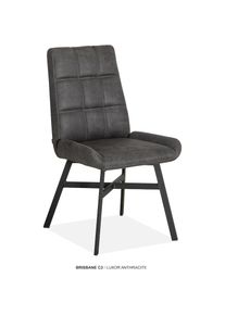 OMG Design, Esszimmerstuhl &raquo;Brisbane&laquo; (Set) 2 Stk.Esszimmerstuhl, pflegeleichter Bezug, Anthracite + Schwarz, Polyester, B/H/T: 51 cm x 93 cm x 61,5 