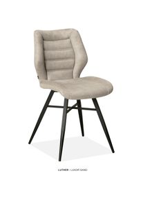 OMG Design, Esszimmerstuhl &raquo;Luther&laquo; (Set) 2 Stk.Schalenstuhl, bequem gepolstert, Esszimmerstuhl, Sand + Schwarz, Polyester, B/H/T: 47 cm x 84,5 cm x 