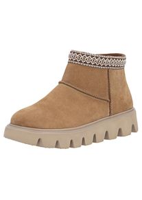 RIEKER Sport , Winterboots Plateauboots, Stiefelette mit Textileinfass im Ethno-Look , hellbraun , 40 , 40 , Winterboots mit Innenreißverschluss