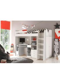 Mid.you Hochbett , Weiß , Holzwerkstoff , Höhe ca. 11 cm , seitenverkehrt montierbar , 90x200 cm , Babymöbel & Kindermöbel, Kinderzimmer &